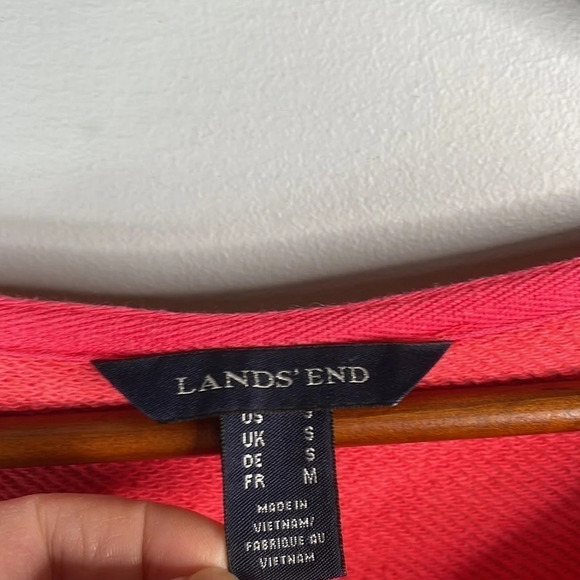 LANDS END Cowl Neck Top Coral Orange Textured Pullover Bright Coastal Size S - Picture 6 of 10